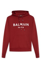 Balmain Burgundy Hoodie With Logo - Men - Piano Luigi