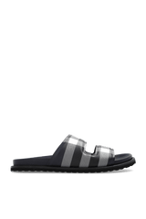 Burberry Navy Blue ‘Thor’ Checked Slides - Men - Piano Luigi