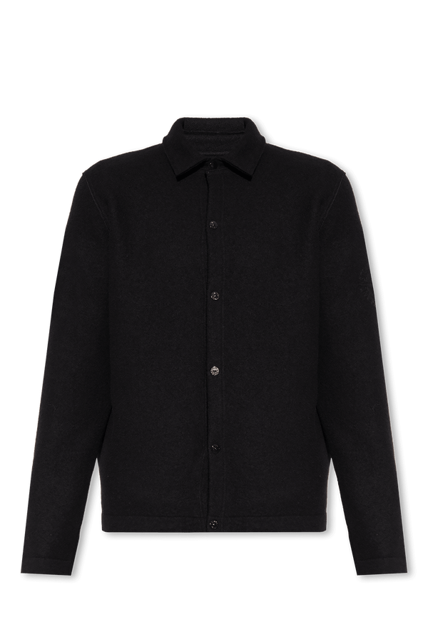 Stone Island Black Wool Shirt With Logo - Men - Piano Luigi