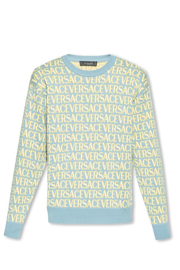 Versace Blue Cotton Sweater - Men - Piano Luigi