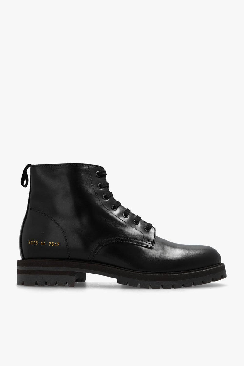 Common Projects Black Leather Combat Boots - Men - Piano Luigi