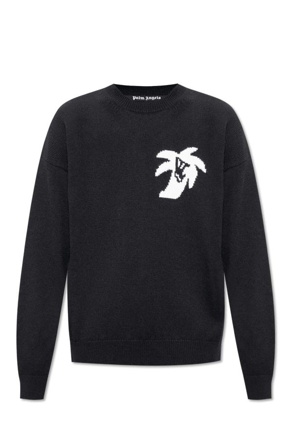 Palm Angels Black Sweater With Motif Of Palm Tree - Men - Piano Luigi