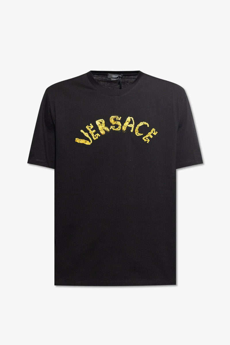 Versace Black T-Shirt With Logo - Men - Piano Luigi