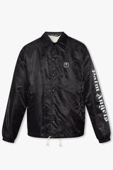 Palm Angels Black Jacket With Logo - Men - Piano Luigi