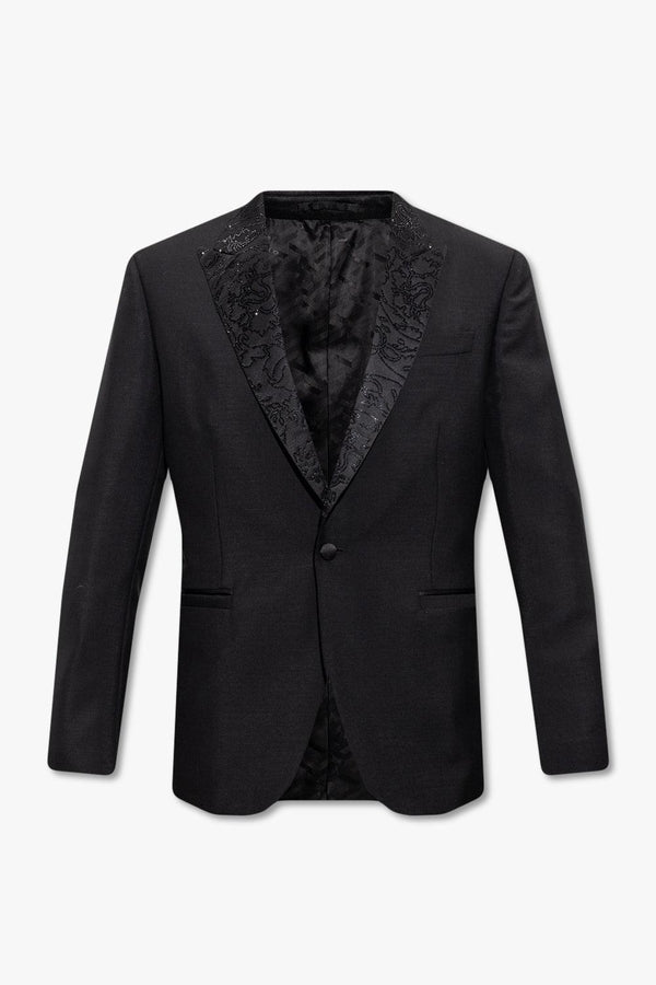 Versace Black Blazer With Decorative Collar - Men - Piano Luigi