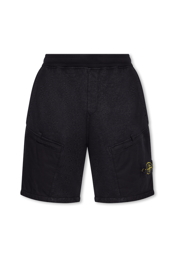 Stone Island Black Shorts With Logo - Men - Piano Luigi