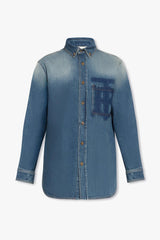 Burberry Blue Denim Shirt With Logo - Men - Piano Luigi