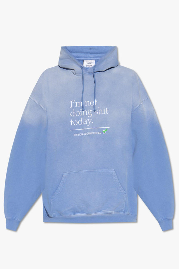 Vetements Blue Hoodie With Washed Effect - Men - Piano Luigi