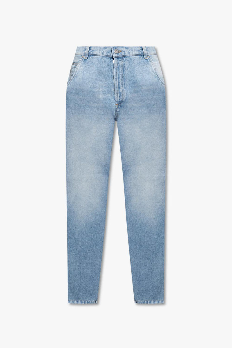 Balmain Light Blue Jeans With Logo - Men - Piano Luigi