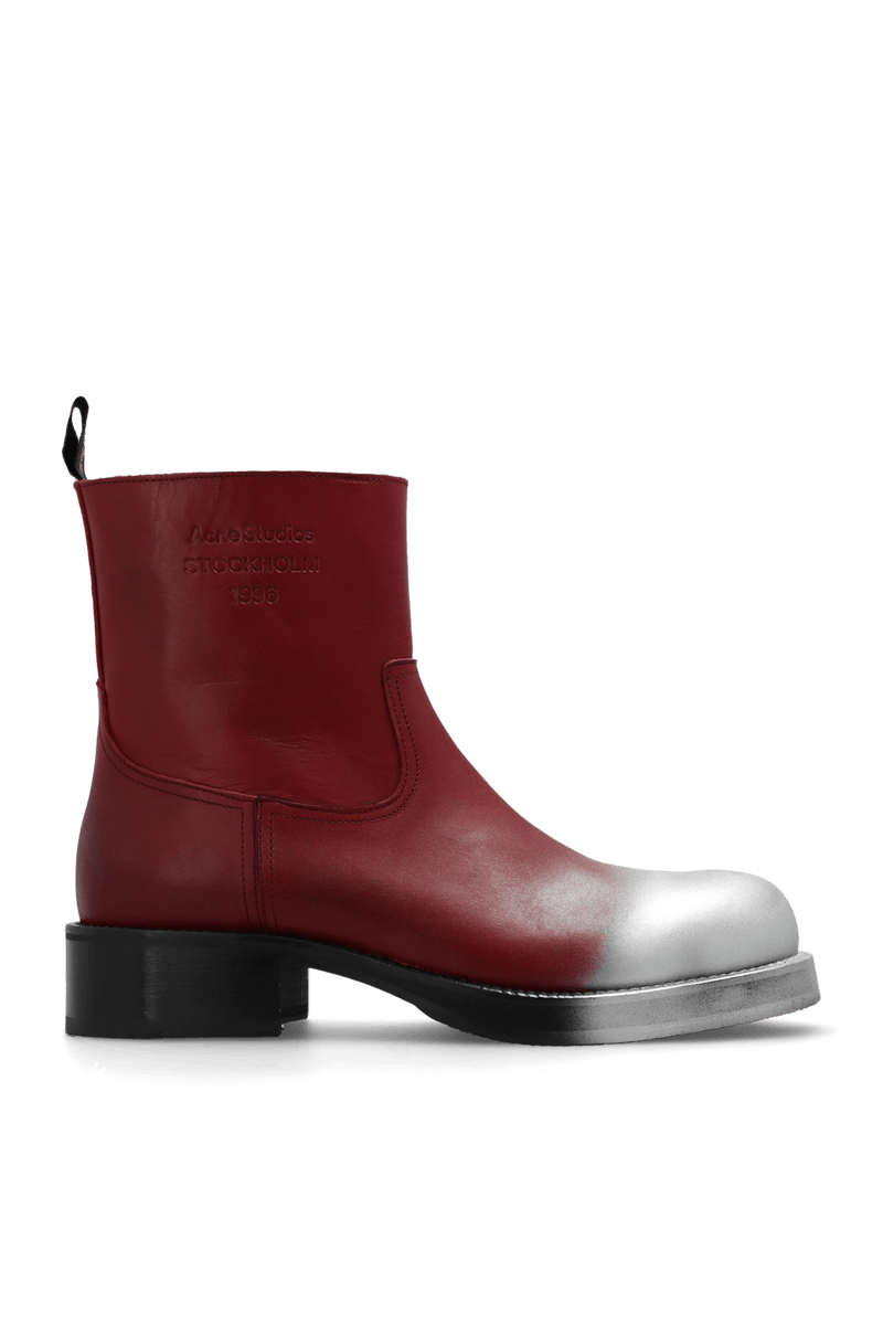 Acne Studios Red Leather Ankle Boots With Logo - Men - Piano Luigi