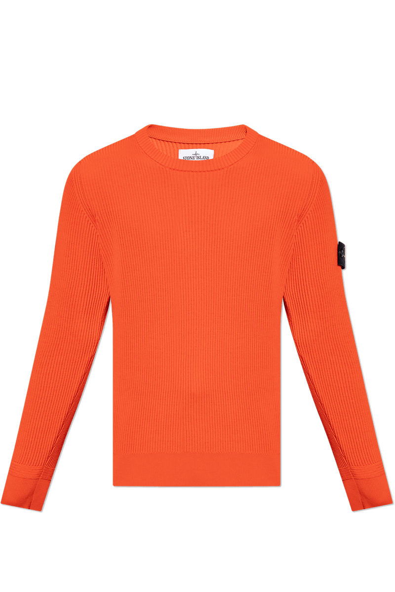 Stone Island Orange Ribbed Sweater - Men - Piano Luigi