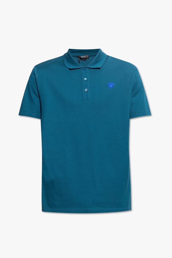 Versace Blue Cotton Polo Shirt - Men