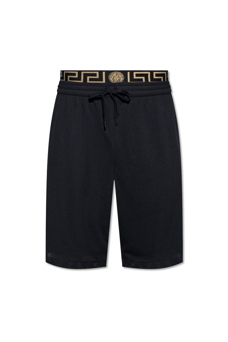 Versace Black Shorts With Greca Pattern - Men - Piano Luigi