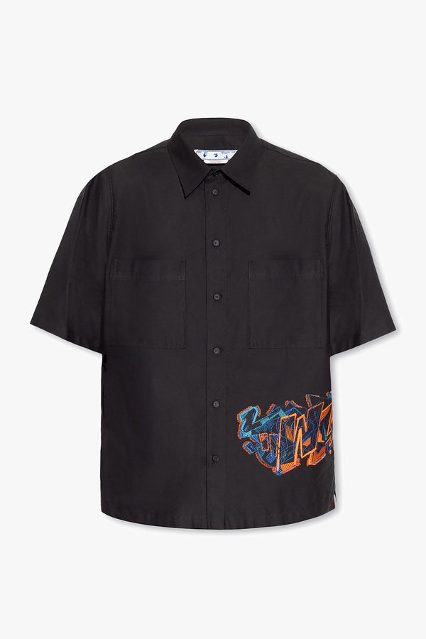 Off-White Black Shirt With Short Sleeves - Men