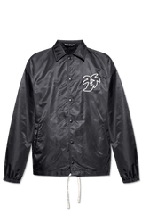 Palm Angels Black Jacket With Logo - Men - Piano Luigi