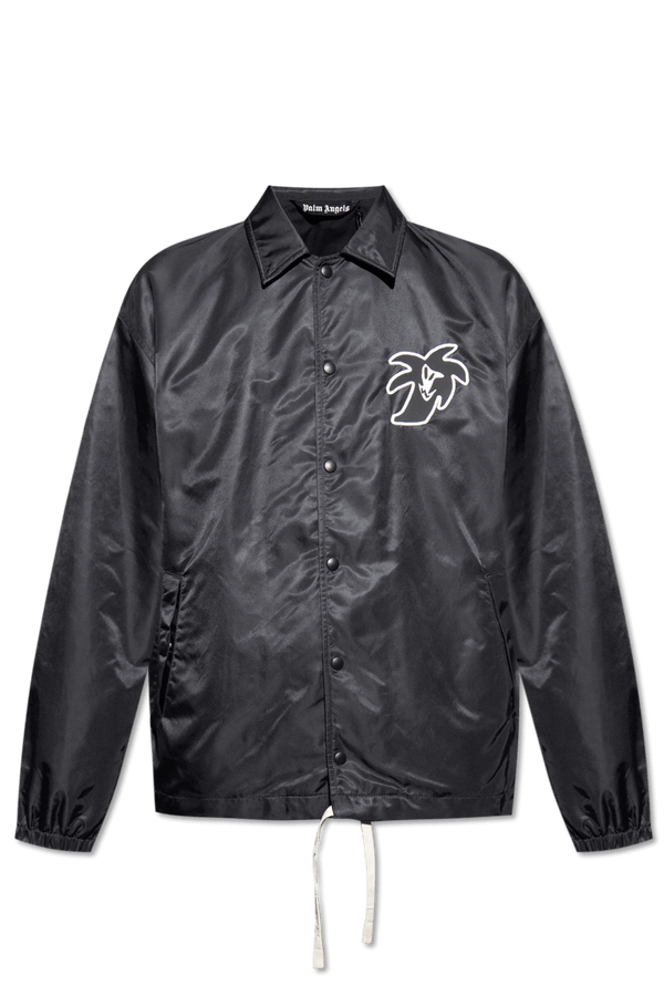 Palm Angels Black Jacket With Logo - Men - Piano Luigi