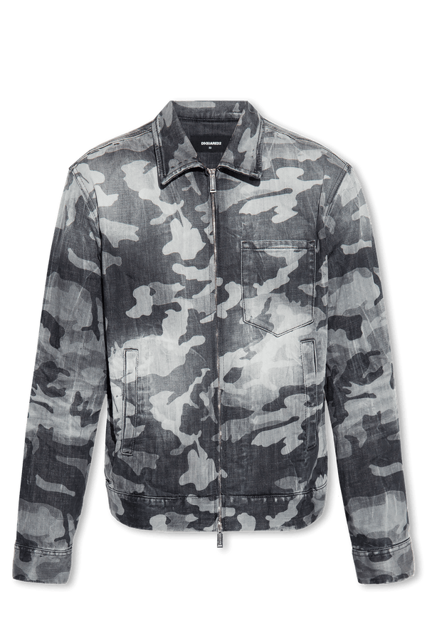 Dsquared2 Grey Denim Jacket With Camo Motif - Men - Piano Luigi