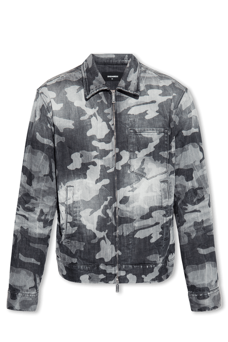 Dsquared2 Grey Denim Jacket With Camo Motif - Men - Piano Luigi