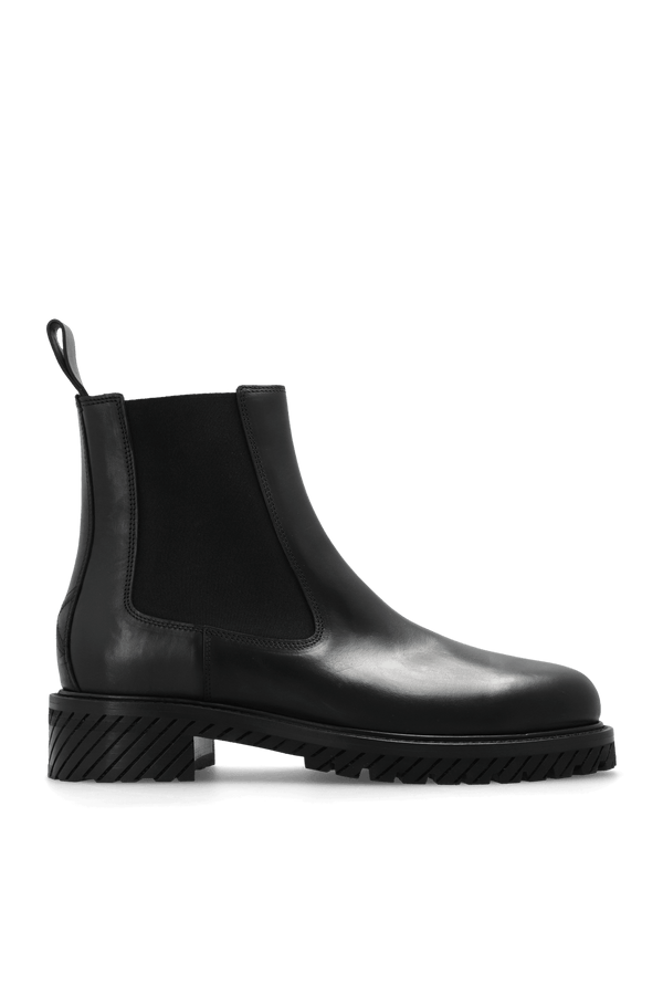 Off-White Black Leather Chelsea Boots - Men