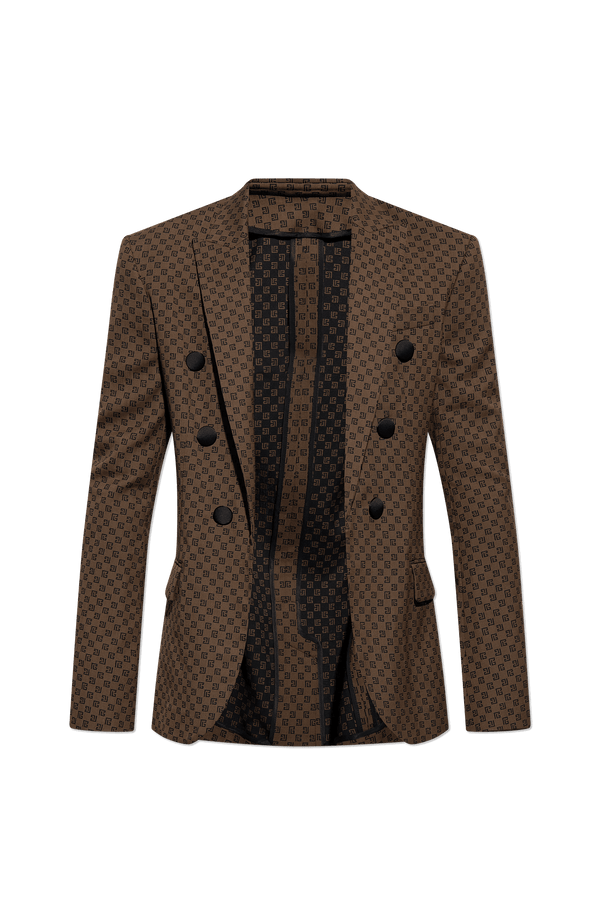 Balmain Brown Blazer With Monogram - Men - Piano Luigi