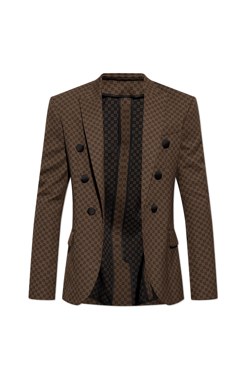 Balmain Brown Blazer With Monogram - Men - Piano Luigi