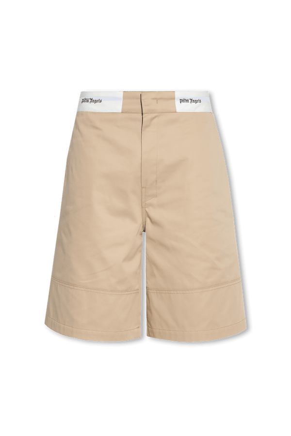 Palm Angels Beige Shorts With Logo - Men - Piano Luigi