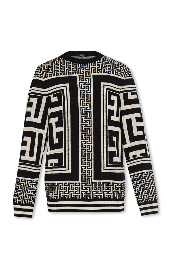 Balmain Black Sweater With Monogram - Men