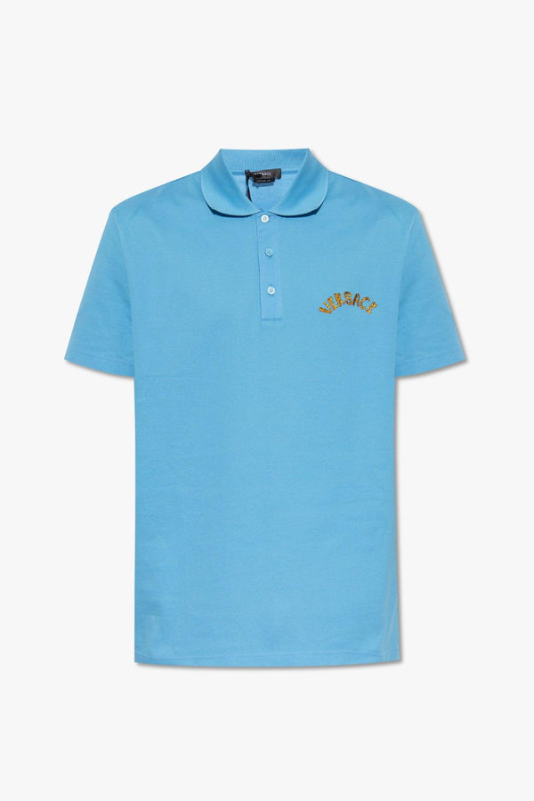 Versace Blue Cotton Polo Shirt - Men