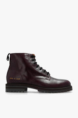 Common Projects Purple Leather Combat Boots - Men - Piano Luigi