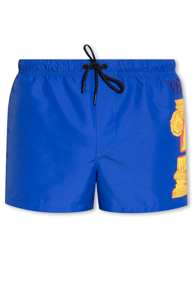 Versace Blue Swimming Shorts With Logo - Men - Piano Luigi