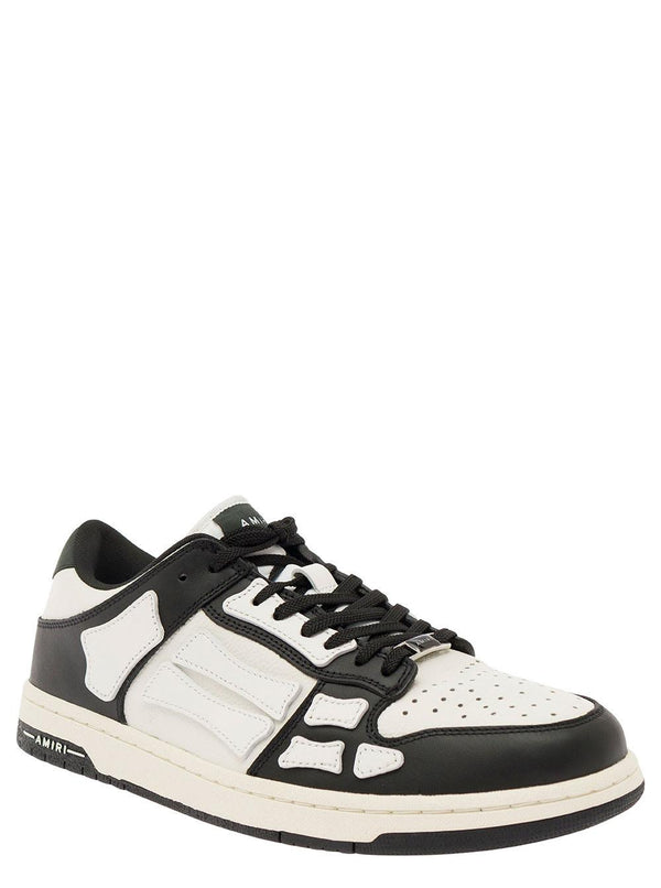 AMIRI skel Top Low White And Black Sneakers With Skeleton Patch In Leather Man - Men - Piano Luigi