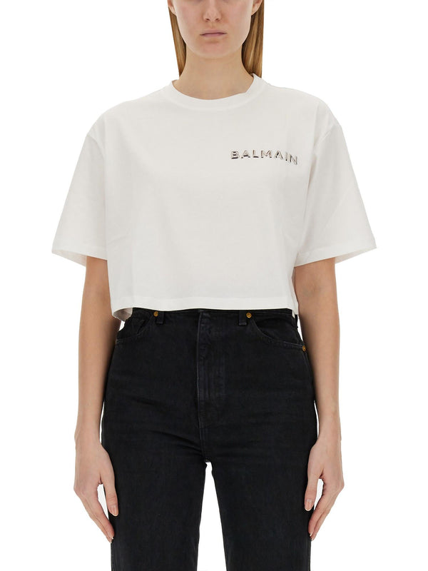 Balmain Logo Print T-shirt - Women - Piano Luigi