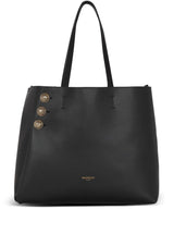 emblème Black Tote Bag With Balmain Coin Buttons And Logo Print In Smooth Leather Woman - Women - Piano Luigi