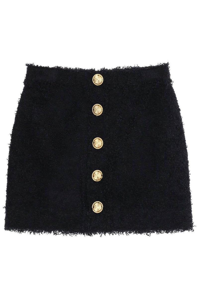 Balmain Black Button Miniskirt