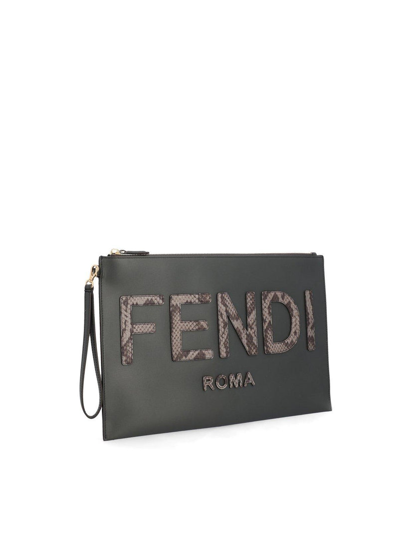 Fendi Logo Detailed Large Flat Pouch - Women - Piano Luigi