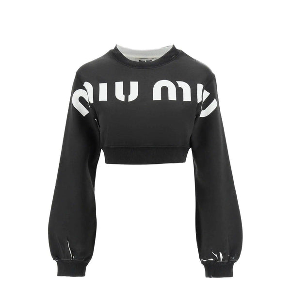 Miu Miu Cropped Logo Sweatshirt - Women