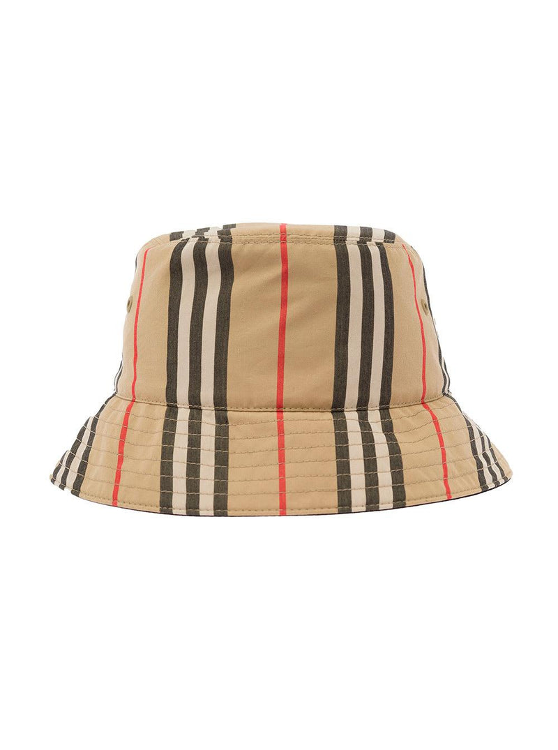 Burberry Brown Bucket Hat With Icon Stripe Motif In Cotton - Men - Piano Luigi