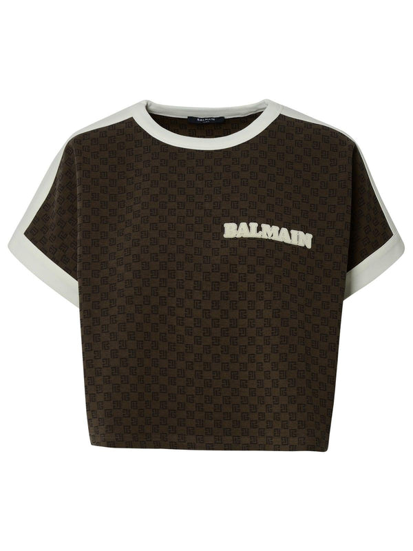 Balmain Brown Cotton Blend T-shirt - Women - Piano Luigi