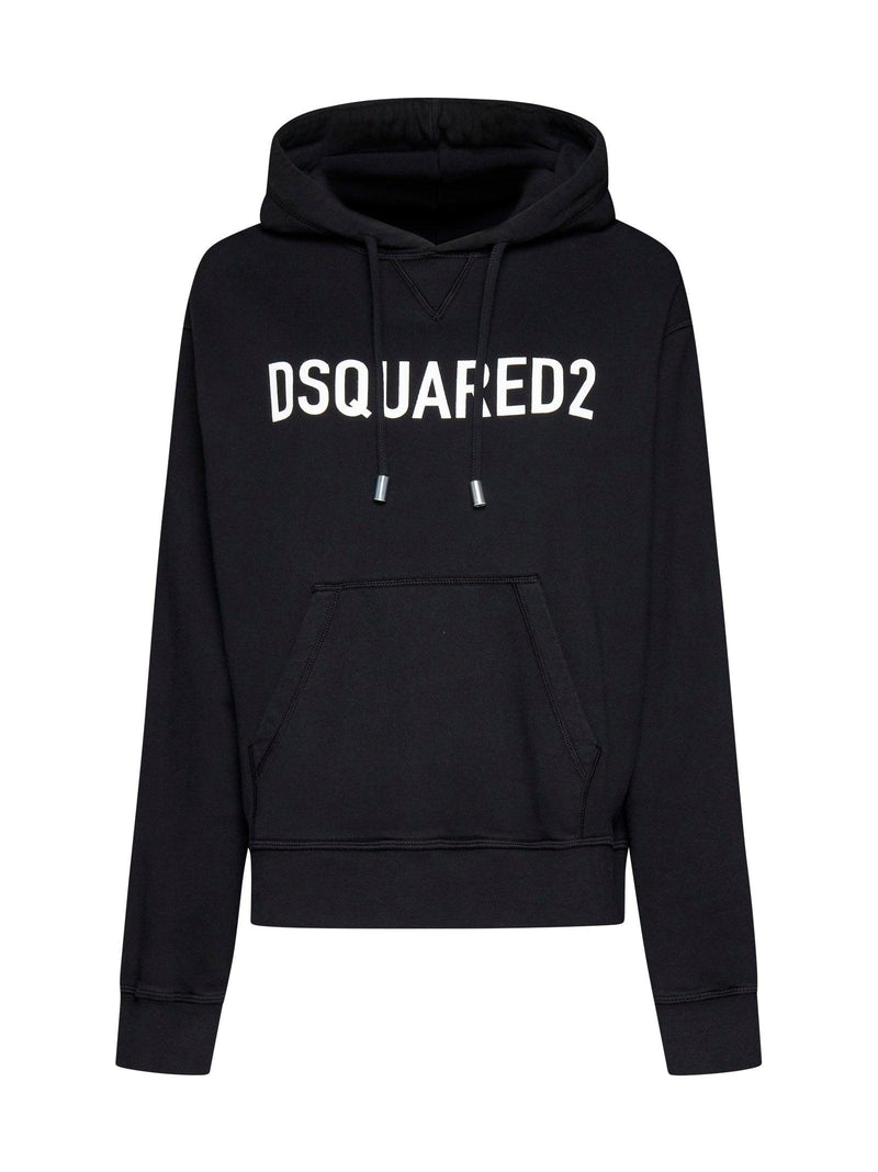 Dsquared2 Black Cotton Hoodie - Women - Piano Luigi