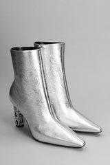 Givenchy High Heels Ankle Boots In Silver Leather - Women - Piano Luigi