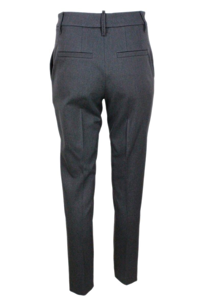 Brunello Cucinelli Stretch Cotton Drill Trousers With Monili On The Back Loop - Women - Piano Luigi