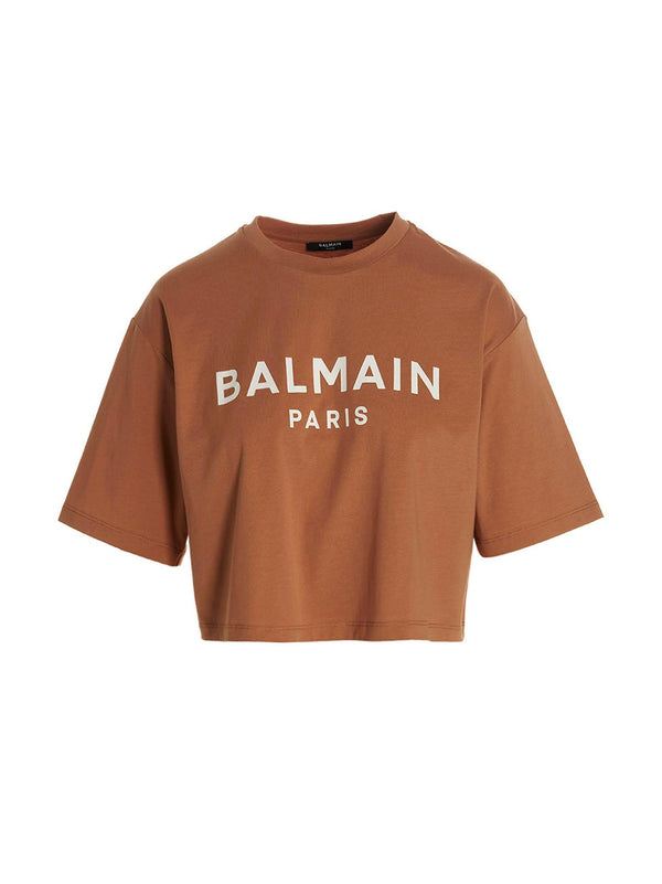 Balmain Logo Print Cropped T-shirt - Women - Piano Luigi