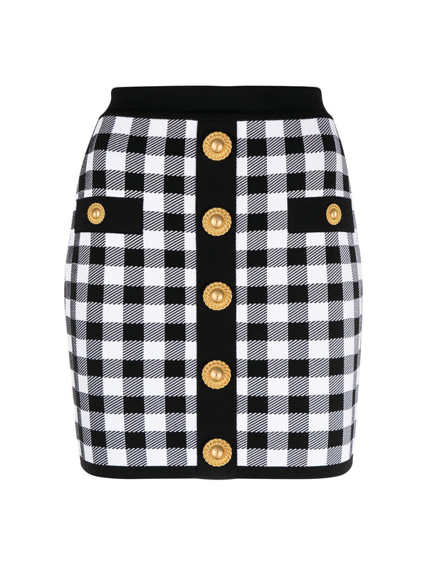 Balmain Buttoned Vichy Knit Short Skirt - Women - Piano Luigi