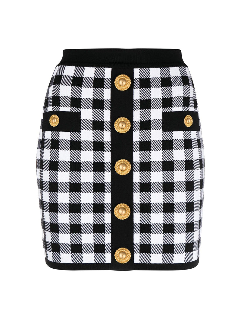 Balmain Buttoned Vichy Knit Short Skirt - Women - Piano Luigi