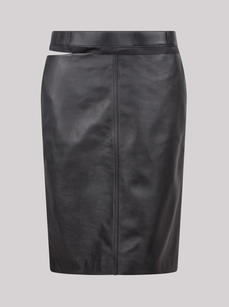 Fendi Midi Leather Skirt - Women - Piano Luigi