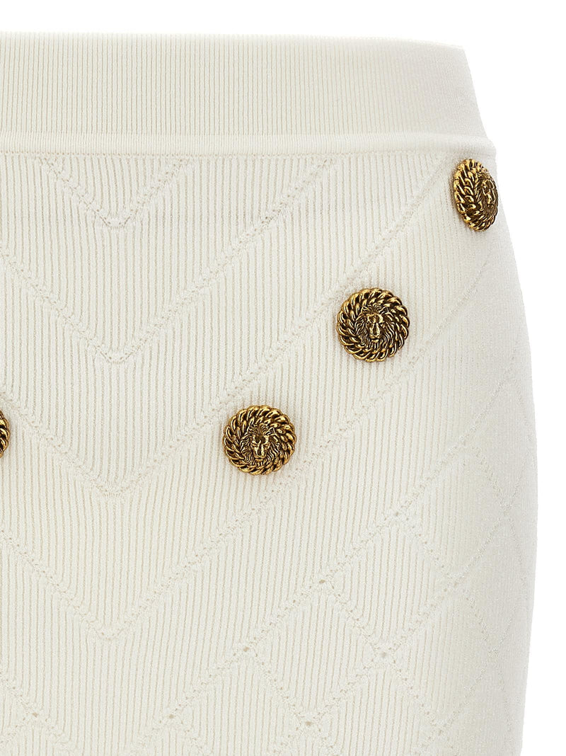 Balmain Logo Button Knitted Skirt - Women - Piano Luigi