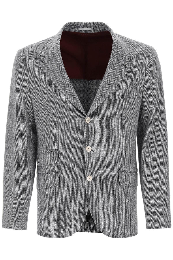 Brunello Cucinelli Herringbone Wool And Cashmere Blazer - Men - Piano Luigi