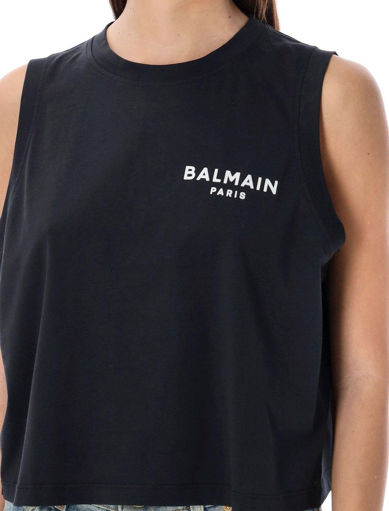 Balmain Flocked Logo Tank Top - Women - Piano Luigi