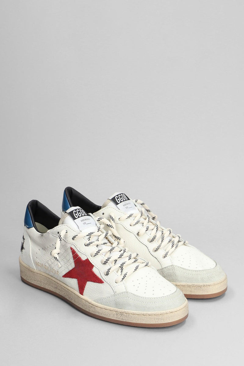 Golden Goose Ball Star Sneakers In White Leather - Men - Piano Luigi