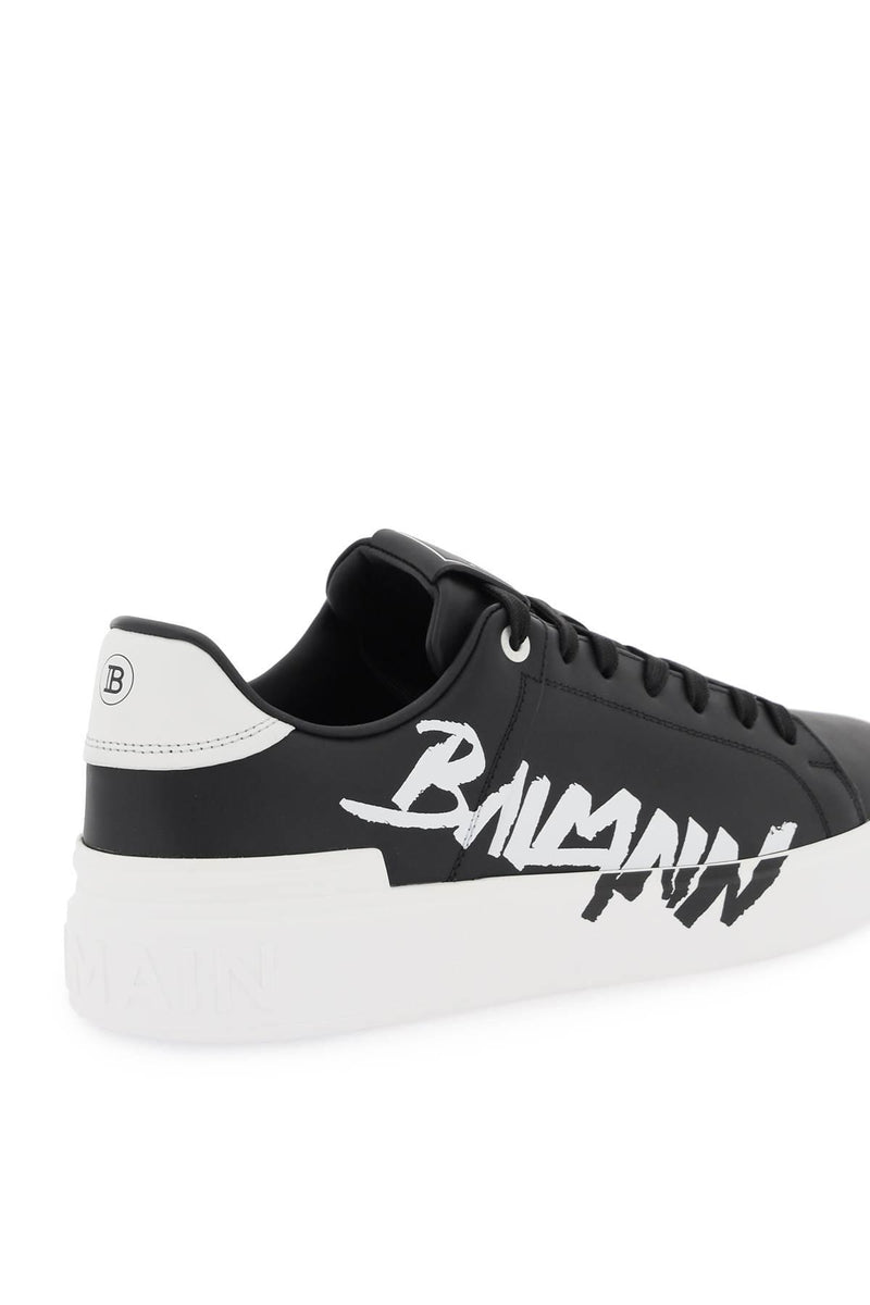 Balmain Leather b-court Sneakers With Logo Print - Men - Piano Luigi